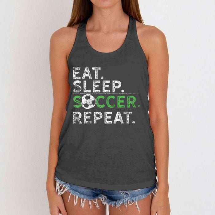 Eat Sleep Soccer Repeat Soccer Player Coach Women's Knotted Racerback Tank