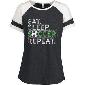 Eat Sleep Soccer Repeat Soccer Player Coach Enza Ladies Jersey Colorblock Tee