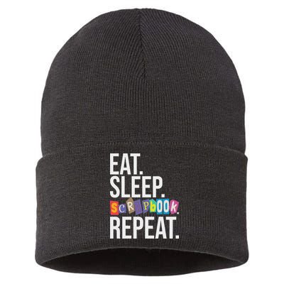 Eat Sleep Scrapbook Repeat Scrapbooker Scrapbooking Lover Sustainable Knit Beanie
