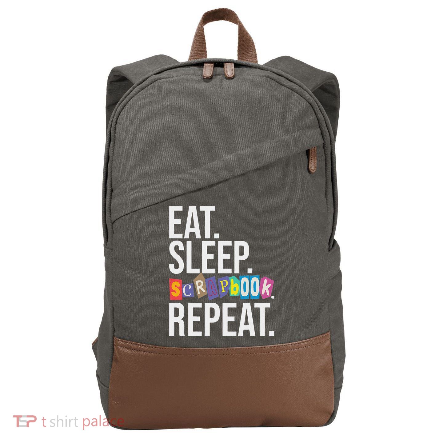 Eat Sleep Scrapbook Repeat Scrapbooker Scrapbooking Lover Cotton Canvas Backpack