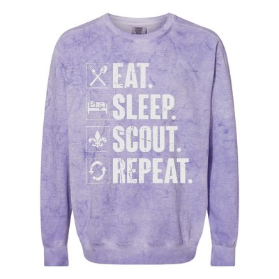 Eat Sleep Scout Repeat Funny Scouting Lover Gift Colorblast Crewneck Sweatshirt