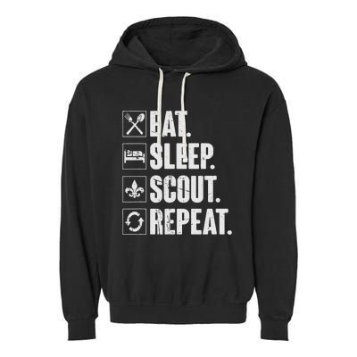 Eat Sleep Scout Repeat Funny Scouting Lover Gift Garment-Dyed Fleece Hoodie