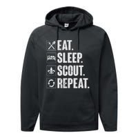 Eat Sleep Scout Repeat Funny Scouting Lover Gift Performance Fleece Hoodie