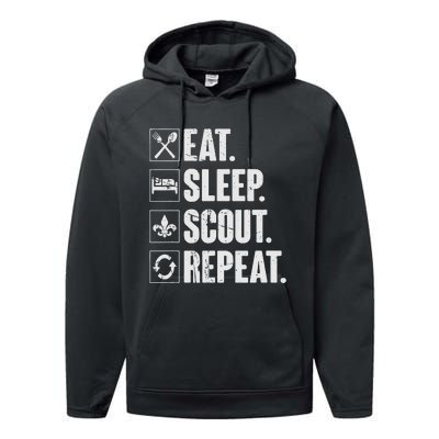 Eat Sleep Scout Repeat Funny Scouting Lover Gift Performance Fleece Hoodie