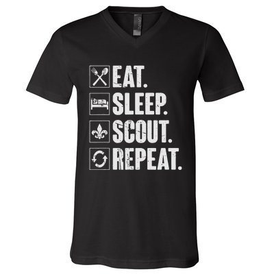 Eat Sleep Scout Repeat Funny Scouting Lover Gift V-Neck T-Shirt