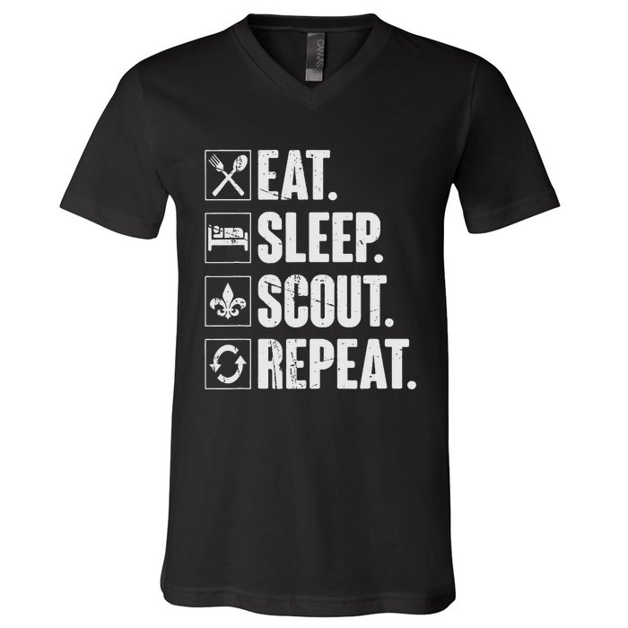 Eat Sleep Scout Repeat Funny Scouting Lover Gift V-Neck T-Shirt