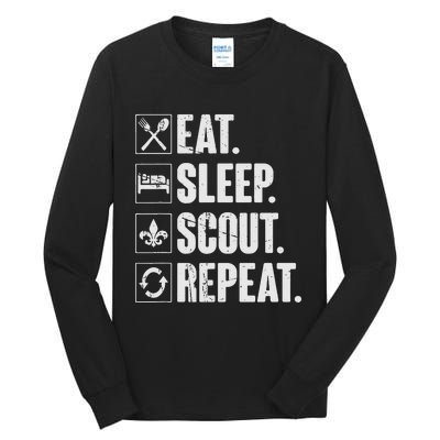 Eat Sleep Scout Repeat Funny Scouting Lover Gift Tall Long Sleeve T-Shirt