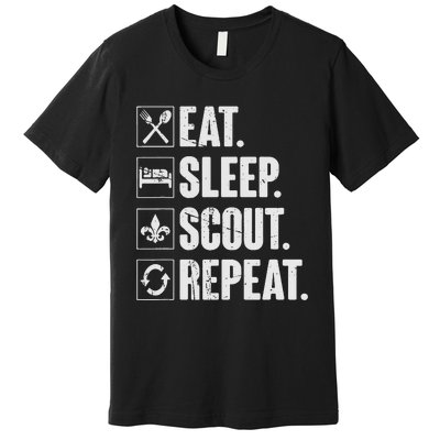 Eat Sleep Scout Repeat Funny Scouting Lover Gift Premium T-Shirt