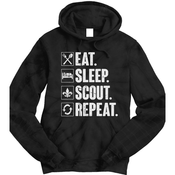 Eat Sleep Scout Repeat Funny Scouting Lover Gift Tie Dye Hoodie