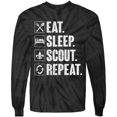 Eat Sleep Scout Repeat Funny Scouting Lover Gift Tie-Dye Long Sleeve Shirt