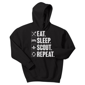 Eat Sleep Scout Repeat Funny Scouting Lover Gift Kids Hoodie