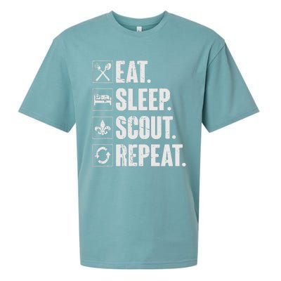 Eat Sleep Scout Repeat Funny Scouting Lover Gift Sueded Cloud Jersey T-Shirt