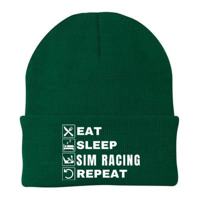 Eat Sleep Sim Racing Repeat Sim Racer Car Racing Sim Race Funny Gaming Esport Knit Cap Winter Beanie