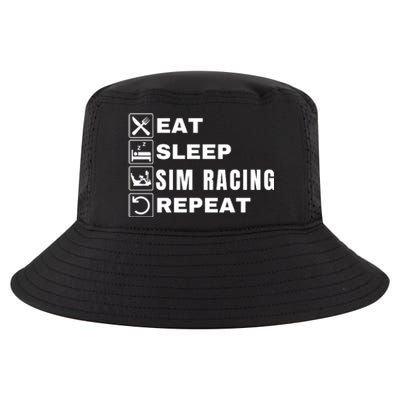 Eat Sleep Sim Racing Repeat Sim Racer Car Racing Sim Race Funny Gaming Esport Cool Comfort Performance Bucket Hat