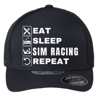 Eat Sleep Sim Racing Repeat Sim Racer Car Racing Sim Race Funny Gaming Esport Flexfit Unipanel Trucker Cap