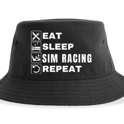 Eat Sleep Sim Racing Repeat Sim Racer Car Racing Sim Race Funny Gaming Esport Sustainable Bucket Hat