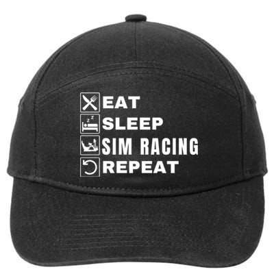 Eat Sleep Sim Racing Repeat Sim Racer Car Racing Sim Race Funny Gaming Esport 7-Panel Snapback Hat