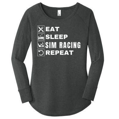 Eat Sleep Sim Racing Repeat Sim Racer Car Racing Sim Race Funny Gaming Esport Women's Perfect Tri Tunic Long Sleeve Shirt