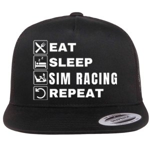 Eat Sleep Sim Racing Repeat Sim Racer Car Racing Sim Race Funny Gaming Esport Flat Bill Trucker Hat