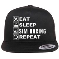 Eat Sleep Sim Racing Repeat Sim Racer Car Racing Sim Race Funny Gaming Esport Flat Bill Trucker Hat