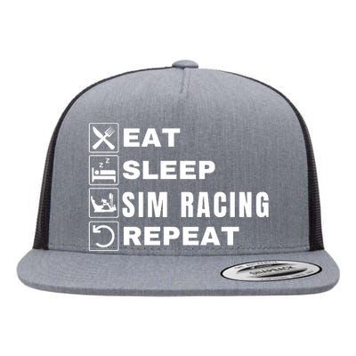 Eat Sleep Sim Racing Repeat Sim Racer Car Racing Sim Race Funny Gaming Esport Flat Bill Trucker Hat