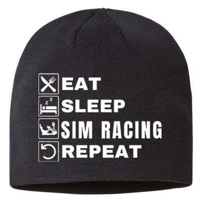 Eat Sleep Sim Racing Repeat Sim Racer Car Racing Sim Race Funny Gaming Esport Sustainable Beanie