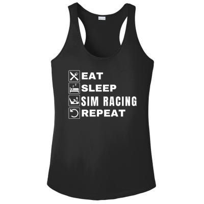 Eat Sleep Sim Racing Repeat Sim Racer Car Racing Sim Race Funny Gaming Esport Ladies PosiCharge Competitor Racerback Tank