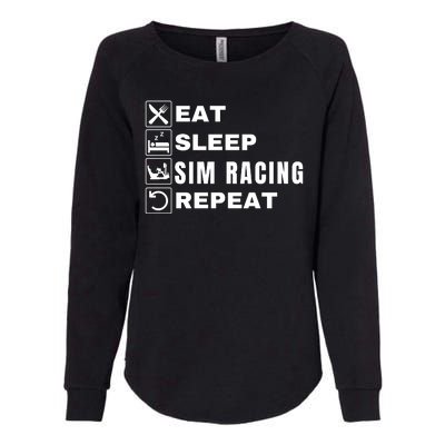 Eat Sleep Sim Racing Repeat Sim Racer Car Racing Sim Race Funny Gaming Esport Womens California Wash Sweatshirt