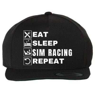 Eat Sleep Sim Racing Repeat Sim Racer Car Racing Sim Race Funny Gaming Esport Wool Snapback Cap