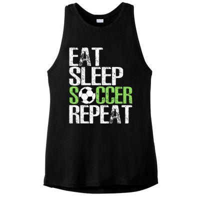 Eat Sleep Soccer Repeat Cool Sport Player Gift Ladies PosiCharge Tri-Blend Wicking Tank