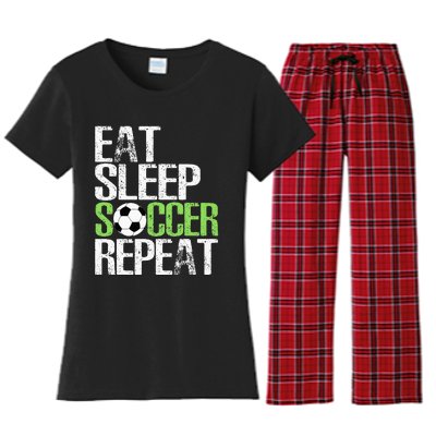 Eat Sleep Soccer Repeat Cool Sport Player Gift Women's Flannel Pajama Set