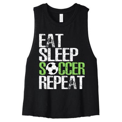 Eat Sleep Soccer Repeat Cool Sport Player Gift Women's Racerback Cropped Tank