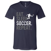 Eat Sleep Soccer Repeat vintage Soccer players V-Neck T-Shirt