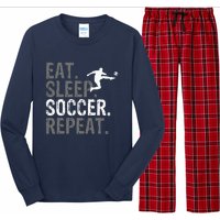 Eat Sleep Soccer Repeat vintage Soccer players Long Sleeve Pajama Set