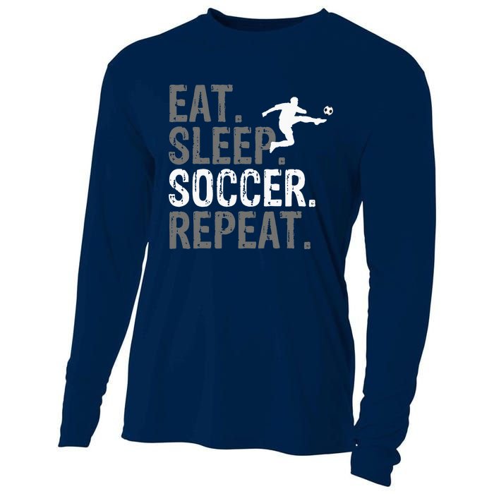 Eat Sleep Soccer Repeat vintage Soccer players Cooling Performance Long Sleeve Crew