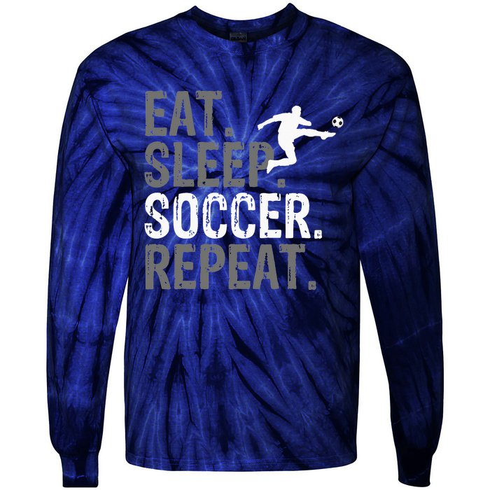 Eat Sleep Soccer Repeat vintage Soccer players Tie-Dye Long Sleeve Shirt