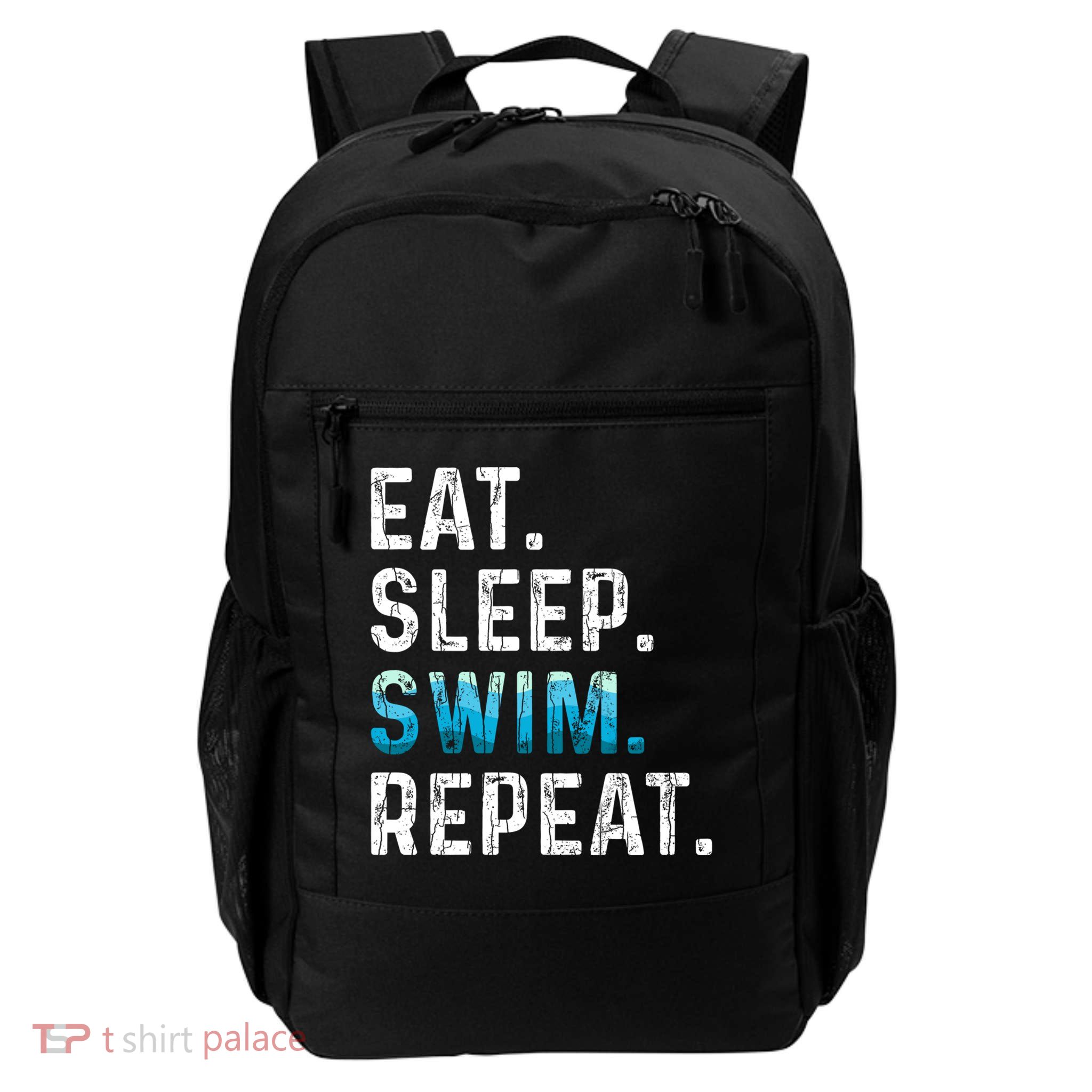 Eat Sleep Swim Repeat Funny Swimmer Swimming Player Graphic Gift Daily Commute Backpack