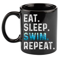 Eat Sleep Swim Repeat Funny Swimmer Swimming Player Graphic Gift 11oz C Handle Ceramic Mug
