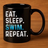 Eat Sleep Swim Repeat Funny Swimmer Swimming Player Graphic Gift 11oz C Handle Ceramic Mug