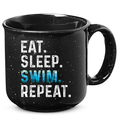 Eat Sleep Swim Repeat Funny Swimmer Swimming Player Graphic Gift 15oz Campfire Ceramic Mug