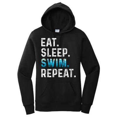 Eat Sleep Swim Repeat Funny Swimmer Swimming Player Graphic Gift Women's Pullover Hoodie