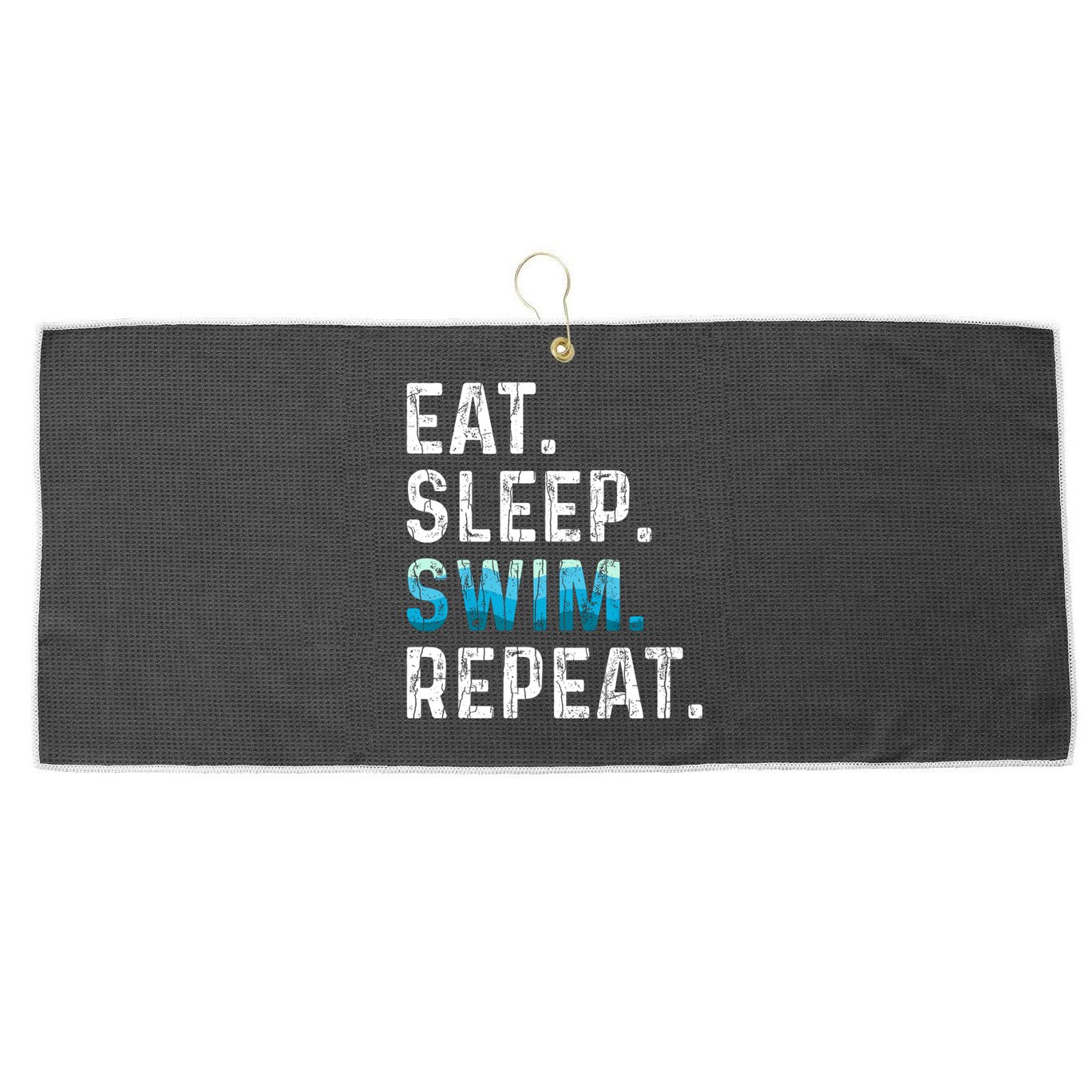 Eat Sleep Swim Repeat Funny Swimmer Swimming Player Graphic Gift Large Microfiber Waffle Golf Towel