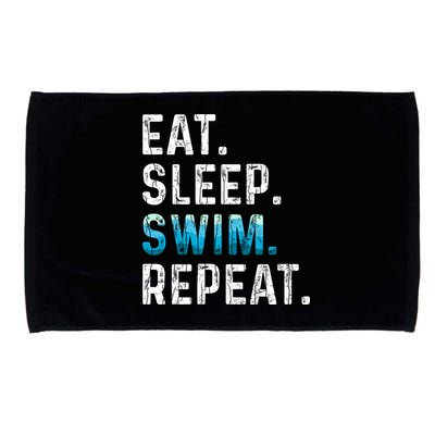 Eat Sleep Swim Repeat Funny Swimmer Swimming Player Graphic Gift Microfiber Hand Towel