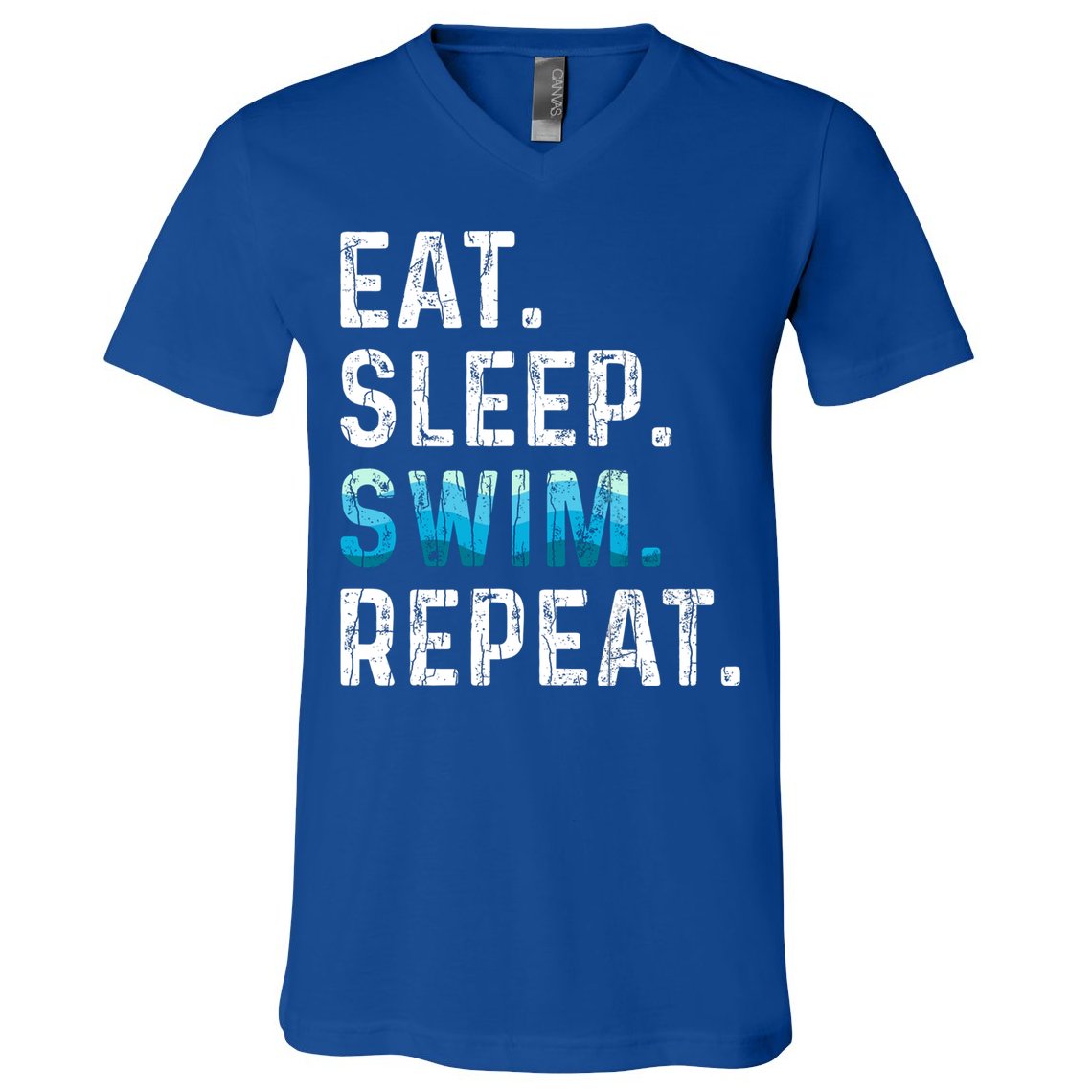 Eat Sleep Swim Repeat Funny Swimmer Swimming Player Graphic Gift V-Neck T-Shirt