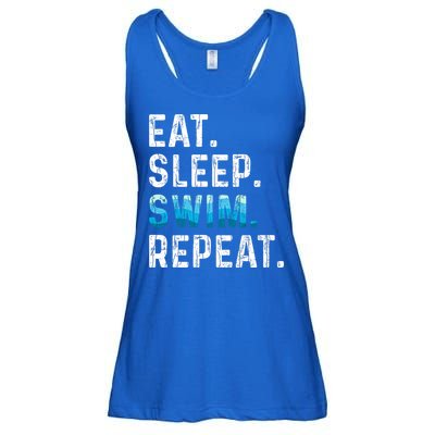 Eat Sleep Swim Repeat Funny Swimmer Swimming Player Graphic Gift Ladies Essential Flowy Tank