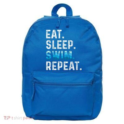 Eat Sleep Swim Repeat Funny Swimmer Swimming Player Graphic Gift 16 in Basic Backpack