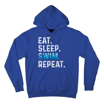 Eat Sleep Swim Repeat Funny Swimmer Swimming Player Graphic Gift Tall Hoodie