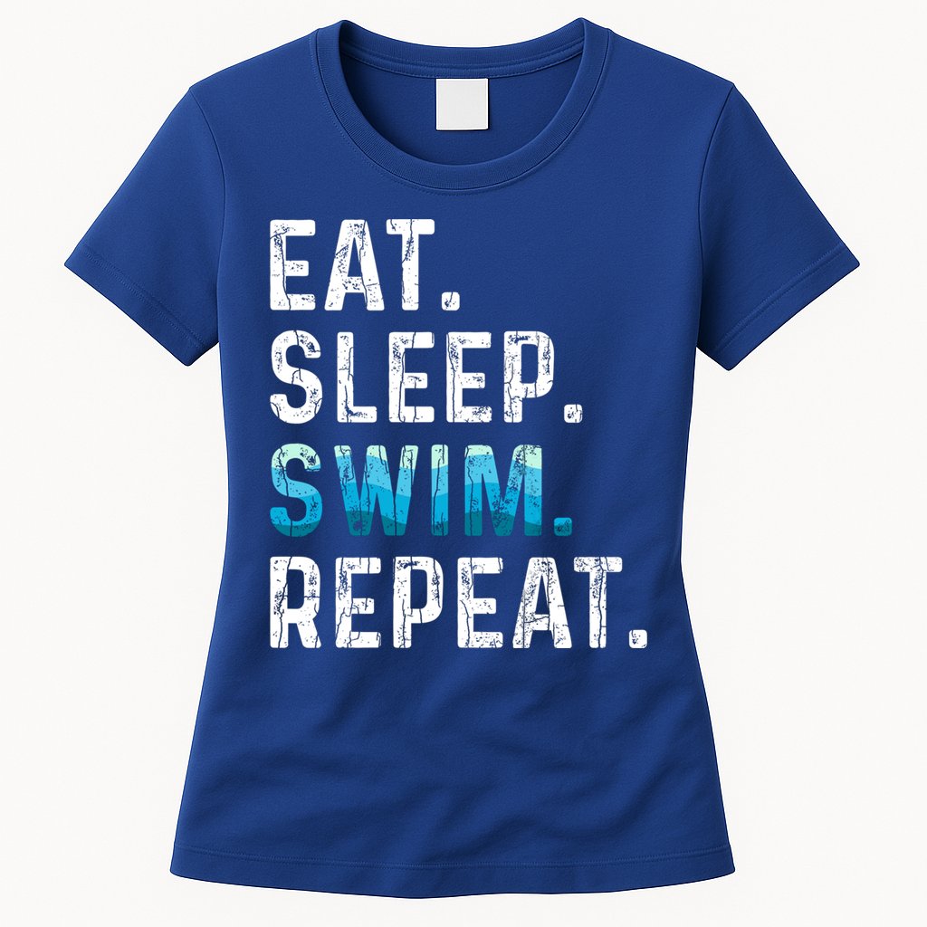 Eat Sleep Swim Repeat Funny Swimmer Swimming Player Graphic Gift Womens T-Shirt