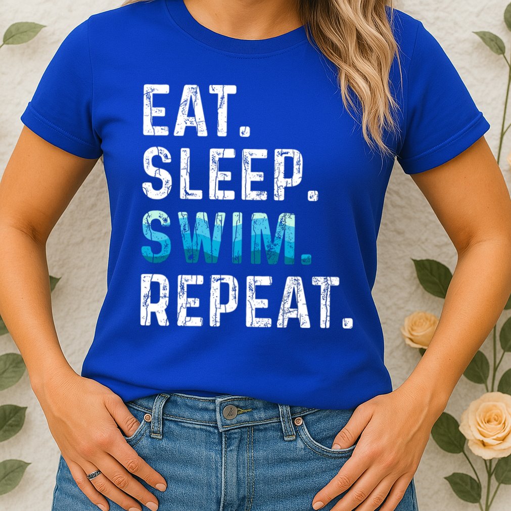 Eat Sleep Swim Repeat Funny Swimmer Swimming Player Graphic Gift Womens T-Shirt