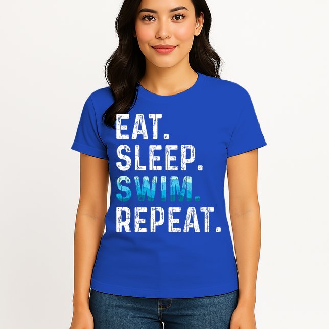 Eat Sleep Swim Repeat Funny Swimmer Swimming Player Graphic Gift Womens T-Shirt